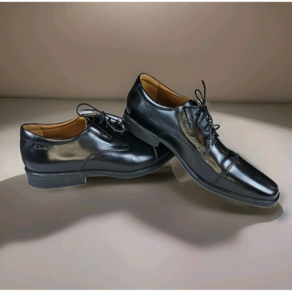 Clarks Black Leather Tilden Walk Lace Up Oxford Dress Shoes Mens Size 15